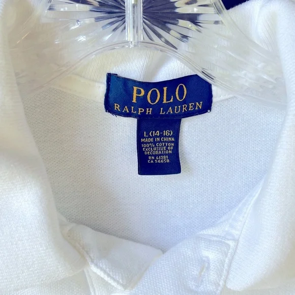 Ralph Lauren Boys White Polo Size 14/16 - Picture 3 of 5